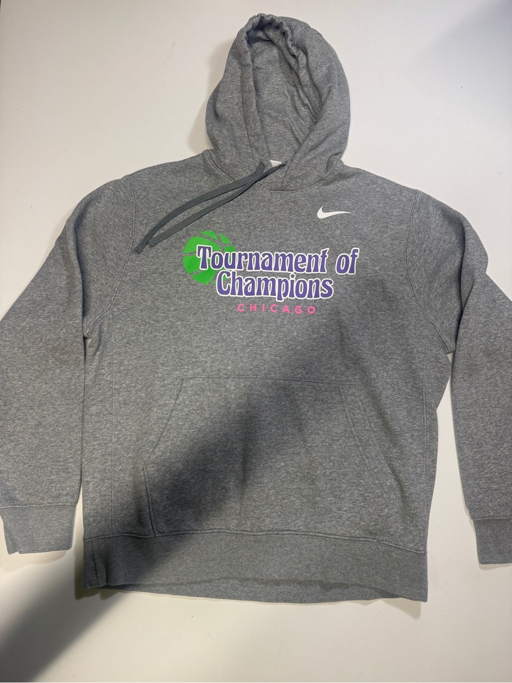 Nike Gray Hoodie with Green & Purple Tournament Graphic